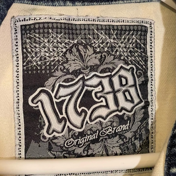 VTG 1738 Original Brand Original Women's American Flag Denim Blue Large Jacket - Picture 3 of 6